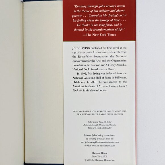 Until I Find You by John Irving SIGNED INSCRIBED FIRST EDITION Like New - Picture 14 of 15